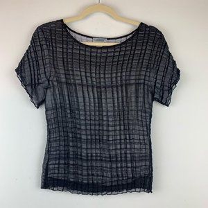 PAPILLON BLANC Black Silver‎ Crinkle Top Sz M